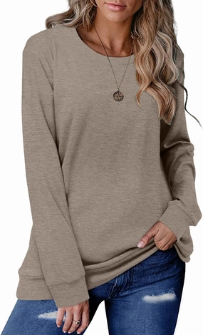 CRAZY GRID Womens Trendy Long Sleeve Shirts Casual Loose Soft Sweatshirt Fall Tops