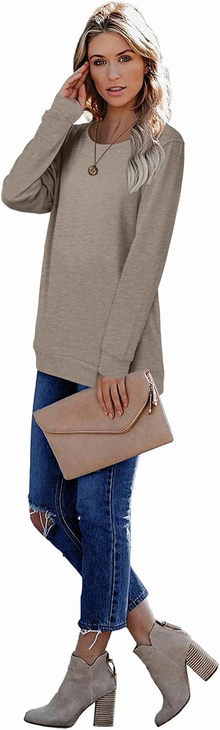 CRAZY GRID Womens Trendy Long Sleeve Shirts Casual Loose Soft Sweatshirt Fall Tops