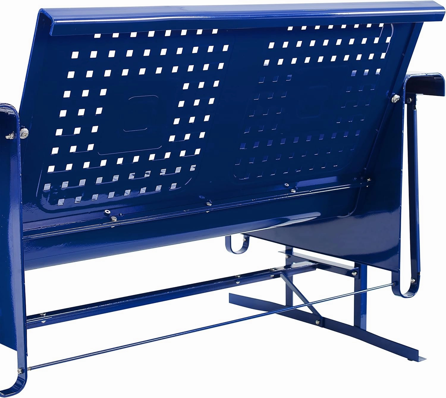 Crosley Furniture Bates Retro Metal Outdoor Loveseat Glider, 2-Person Rocking Patio Bench for Porch, Deck, Navy Gloss