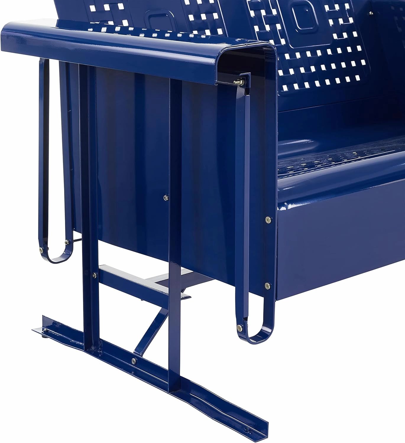 Crosley Furniture Bates Retro Metal Outdoor Loveseat Glider, 2-Person Rocking Patio Bench for Porch, Deck, Navy Gloss