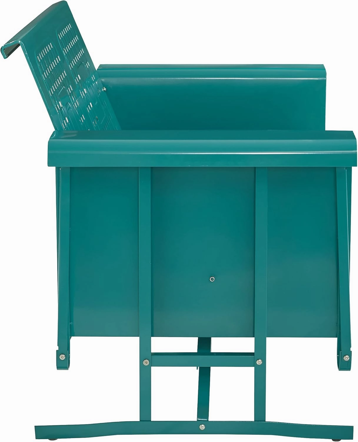 Crosley Furniture Bates Retro Metal Outdoor Loveseat Glider, 2-Person Rocking Patio Bench for Porch, Deck, Turquoise Gloss