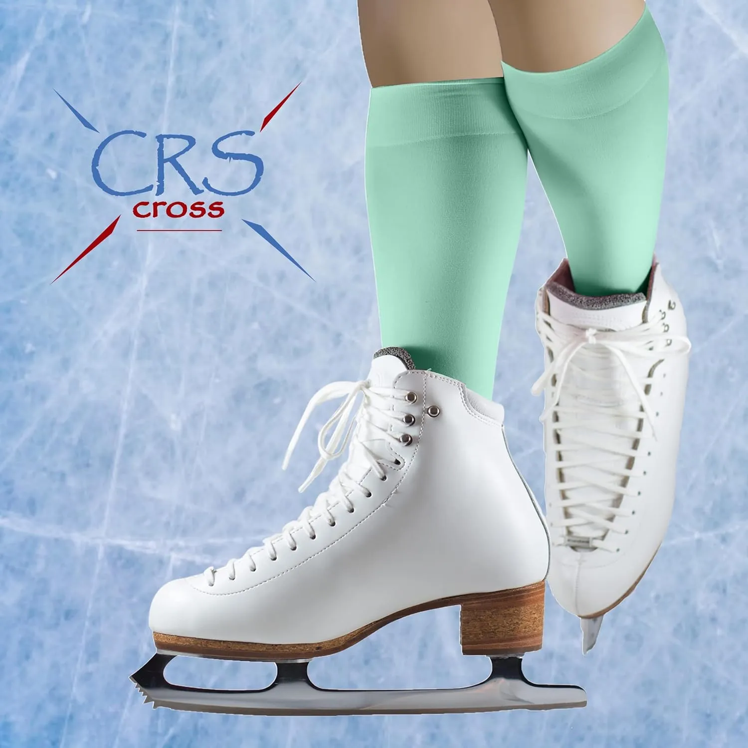 CRS Cross Figure Skating Socks. 2 Pair Knee High Tights. Premium Footed Ice Skate Dance Socks in a Variety of Colors.
