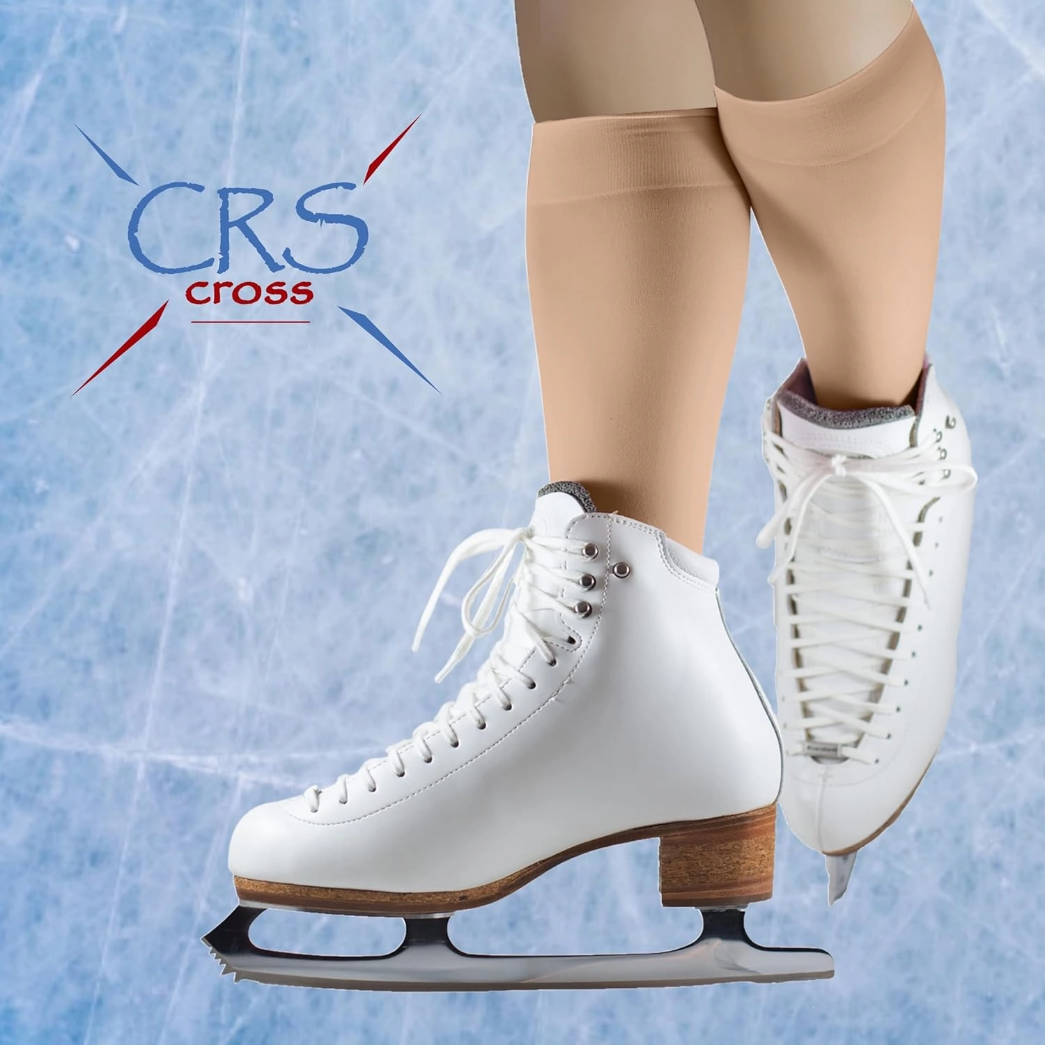 CRS Cross Figure Skating Socks. 2 Pair Knee High Tights. Premium Footed Ice Skate Dance Socks in a Variety of Colors.