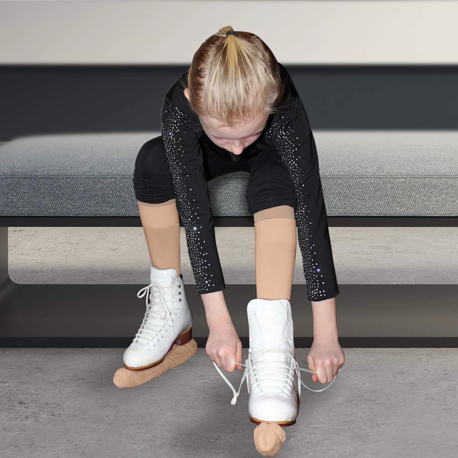 CRS Cross Figure Skating Socks. 2 Pair Knee High Tights. Premium Footed Ice Skate Dance Socks in a Variety of Colors.