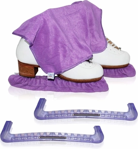 CRS Cross Skate Guards, Soakers and Towel Gift Set - Ice Skating Guards and Soft Skate Blade Covers for Figure Skating or Hockey