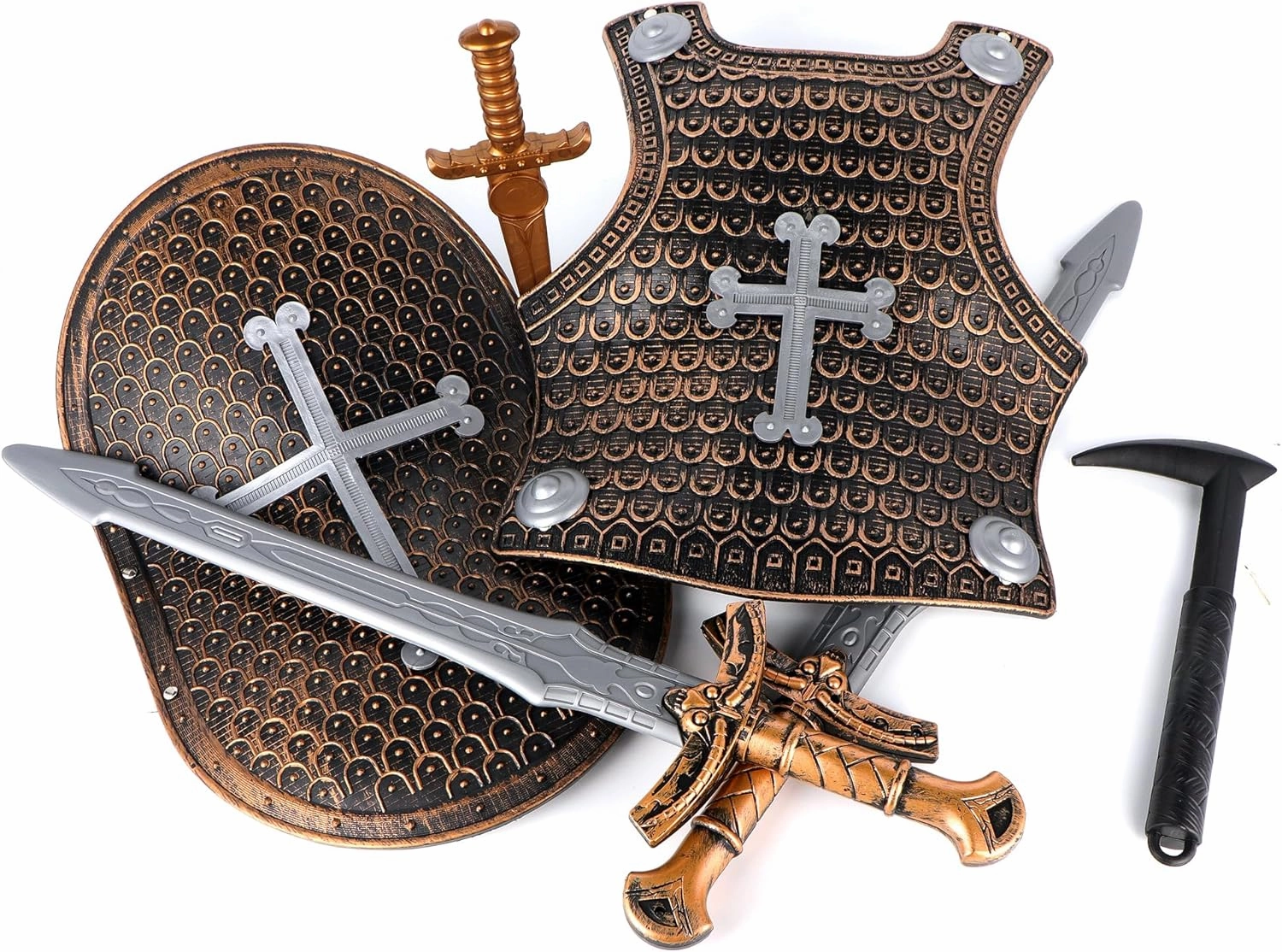 Crusaders Medieval Knight Armor Props Set Including Chest Plate Shield and Swords for Kids