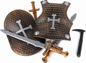 Crusaders Medieval Knight Armor Props Set Including Chest Plate Shield and Swords for Kids