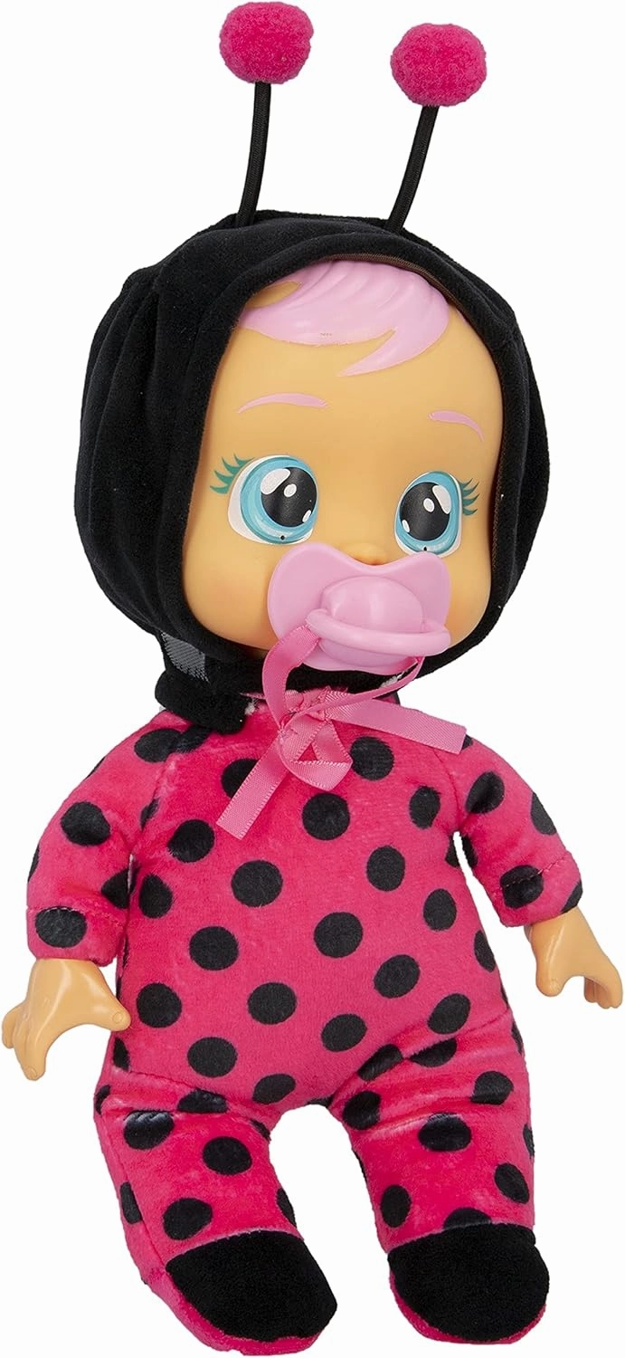 Cry Babies Tiny Cuddles Lady - 9 inch Baby Doll, Cries Real tears. Red and Black, Multicolor