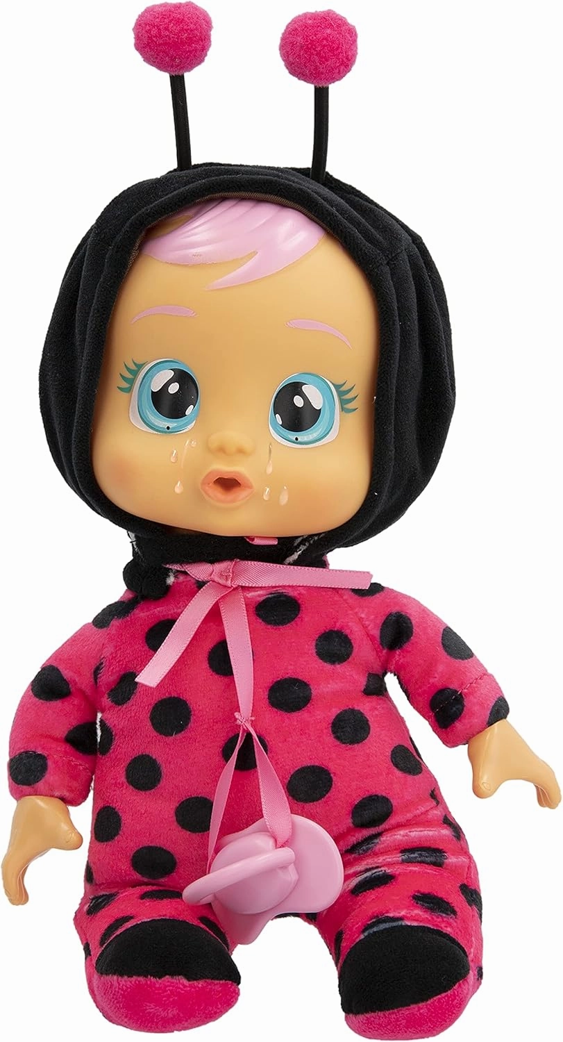 Cry Babies Tiny Cuddles Lady - 9 inch Baby Doll, Cries Real tears. Red and Black, Multicolor