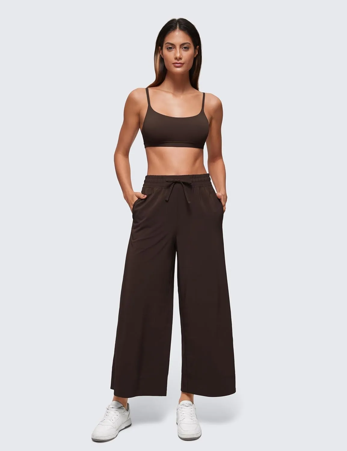 CRZ YOGA Softhold Women's Double Lined Bralettes - Scoop Neck Adjustable Straps Unlined Cami Wireless T-Shirt Everyday Bra