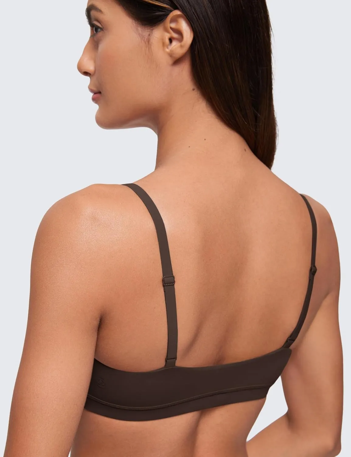 CRZ YOGA Softhold Women's Double Lined Bralettes - Scoop Neck Adjustable Straps Unlined Cami Wireless T-Shirt Everyday Bra
