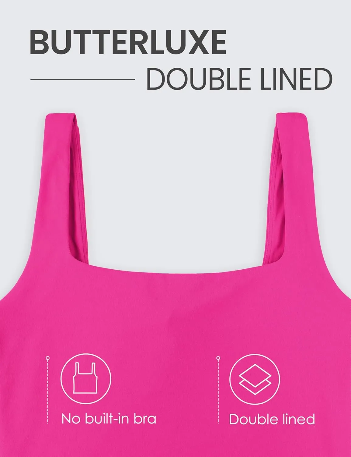 CRZ YOGA Womens Butterluxe Double Lined Square Neck Tight Tank Tops Sleeveless Workout Cropped Casual Yoga Fitted Shirts