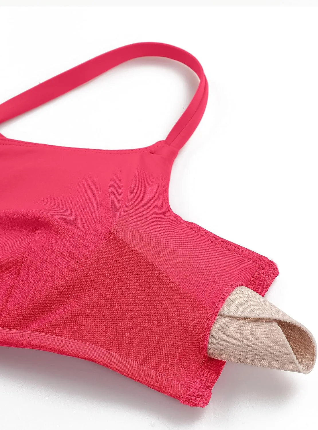 CRZ YOGA Womens Scoop Neck Bikini Tops D-DD Adjustable Spaghetti Straps Bathing Suit Padded Swimsuit Sports Bra