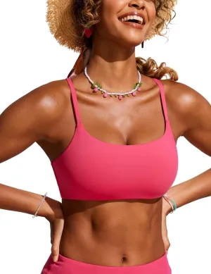 CRZ YOGA Womens Scoop Neck Bikini Tops D-DD Adjustable Spaghetti Straps Bathing Suit Padded Swimsuit Sports Bra