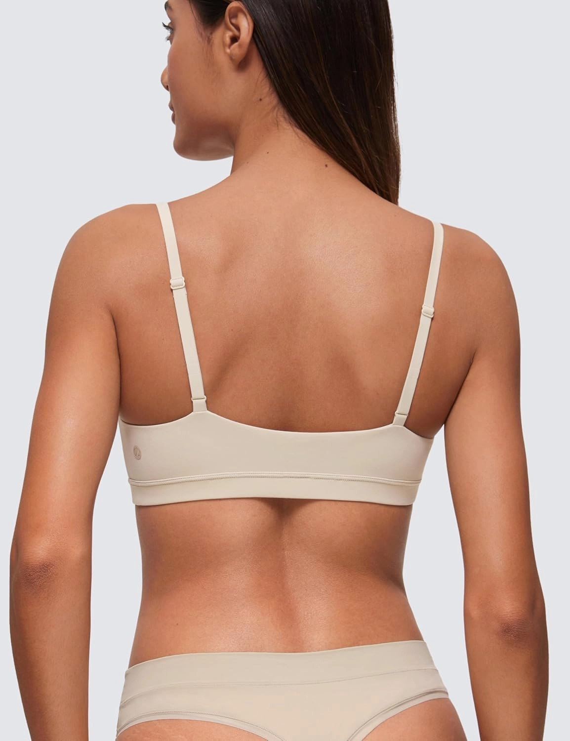 CRZ YOGA Softhold Women's Double Lined Bralettes - Scoop Neck Adjustable Straps Unlined Cami Wireless T-Shirt Everyday Bra