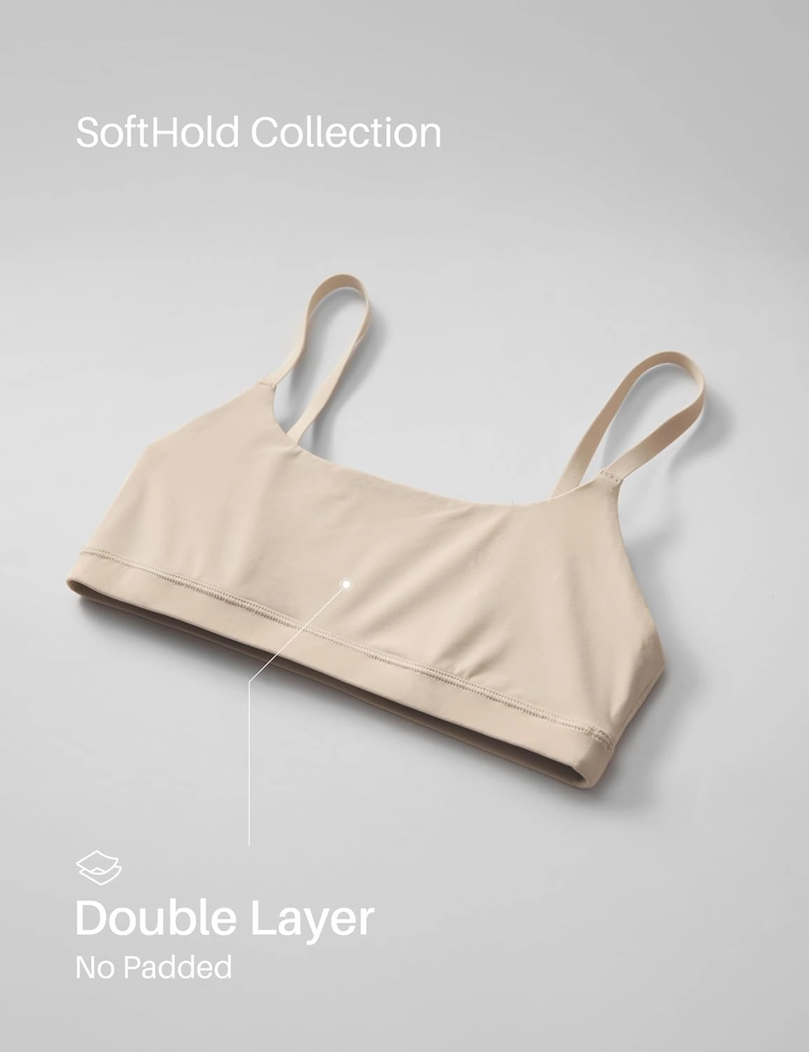 CRZ YOGA Softhold Women's Double Lined Bralettes - Scoop Neck Adjustable Straps Unlined Cami Wireless T-Shirt Everyday Bra