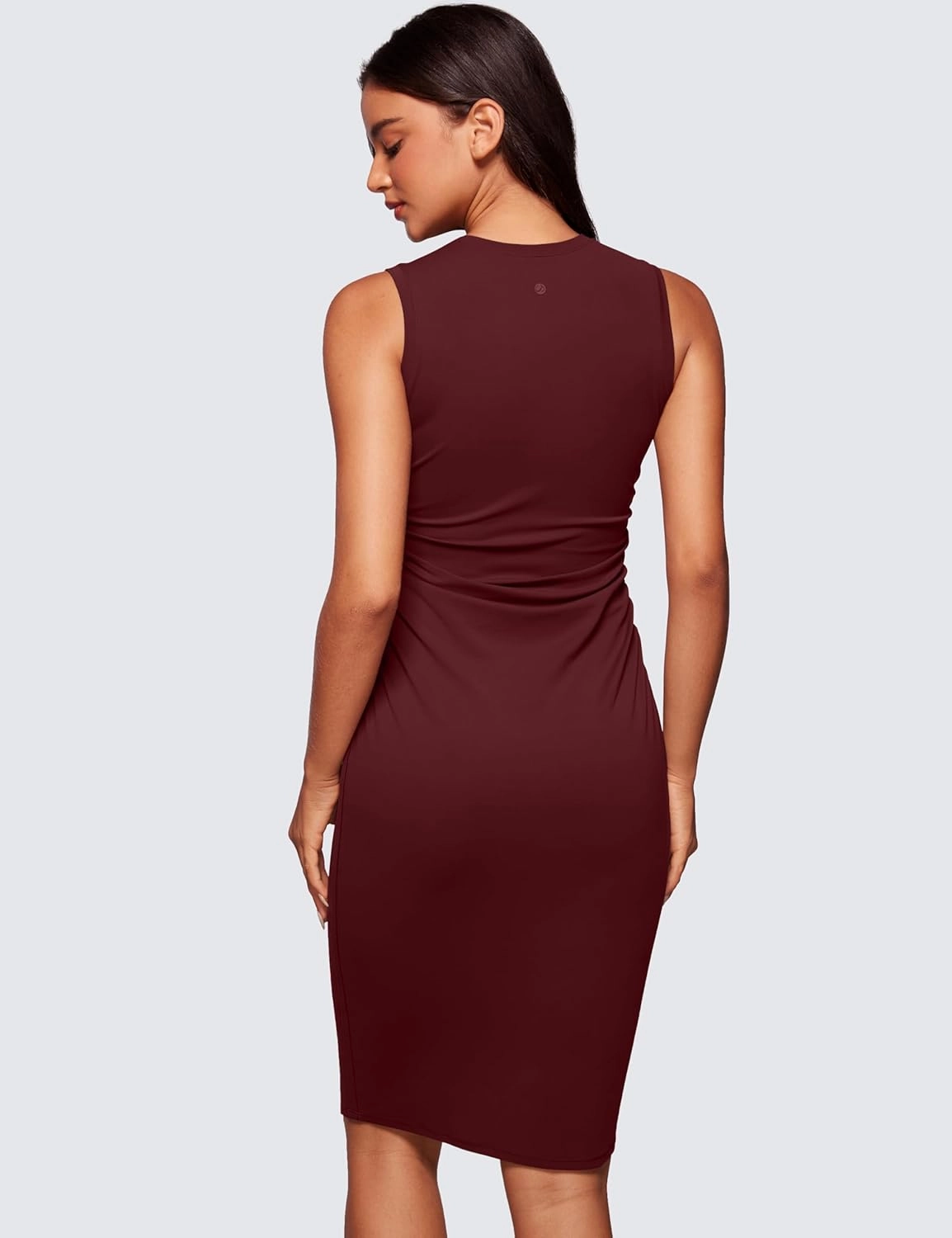 CRZ YOGA Womens Butterluxe Summer Sleeveless Midi Dresses Casual Work Cocktail Party Ruched Pencil Bodycon