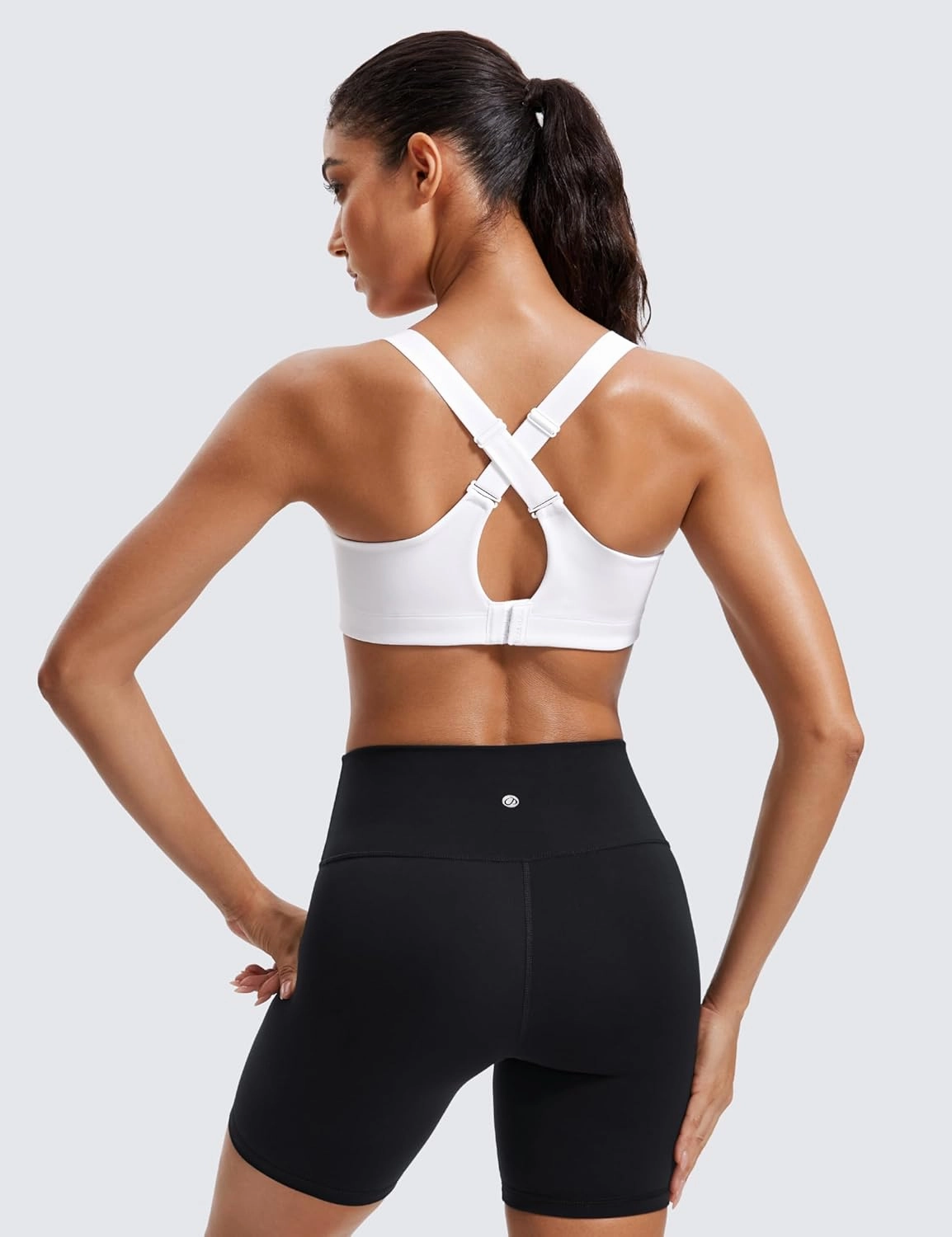 CRZ YOGA Womens Zip Front High Impact Sports Bra - Molded Cup Adjustable Convertible Straps Wireless Workout Yoga Crop Top