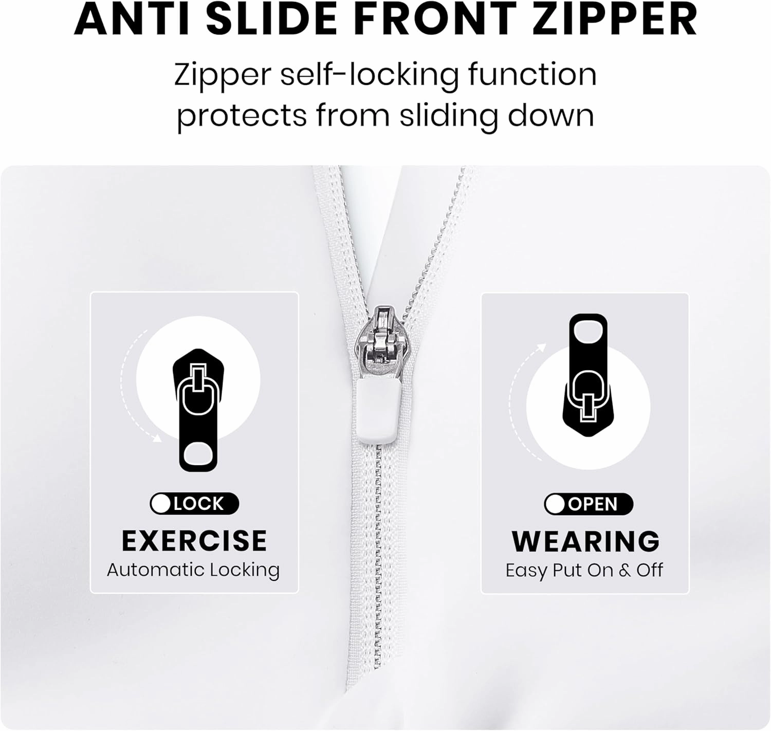 CRZ YOGA Womens Zip Front High Impact Sports Bra - Molded Cup Adjustable Convertible Straps Wireless Workout Yoga Crop Top