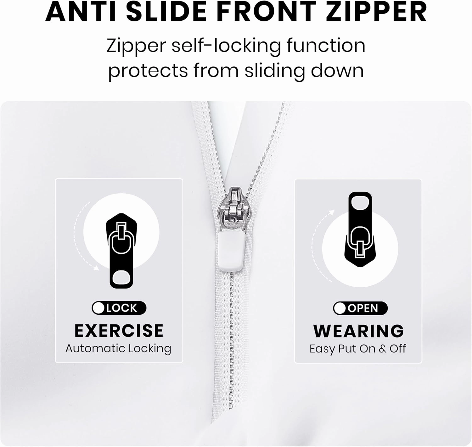 CRZ YOGA Womens Zip Front High Impact Sports Bra - Molded Cup Adjustable Convertible Straps Wireless Workout Yoga Crop Top