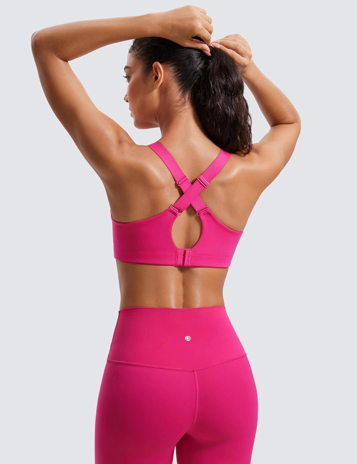 CRZ YOGA Womens Zip Front High Impact Sports Bra - Molded Cup Adjustable Convertible Straps Wireless Workout Yoga Crop Top