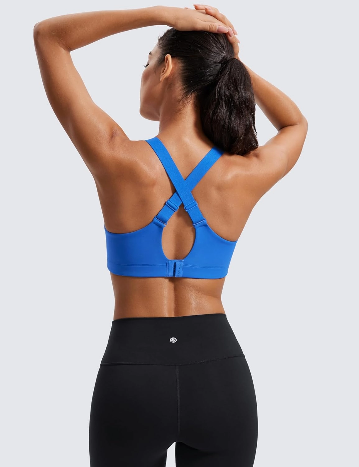 CRZ YOGA Womens Zip Front High Impact Sports Bra - Molded Cup Adjustable Convertible Straps Wireless Workout Yoga Crop Top