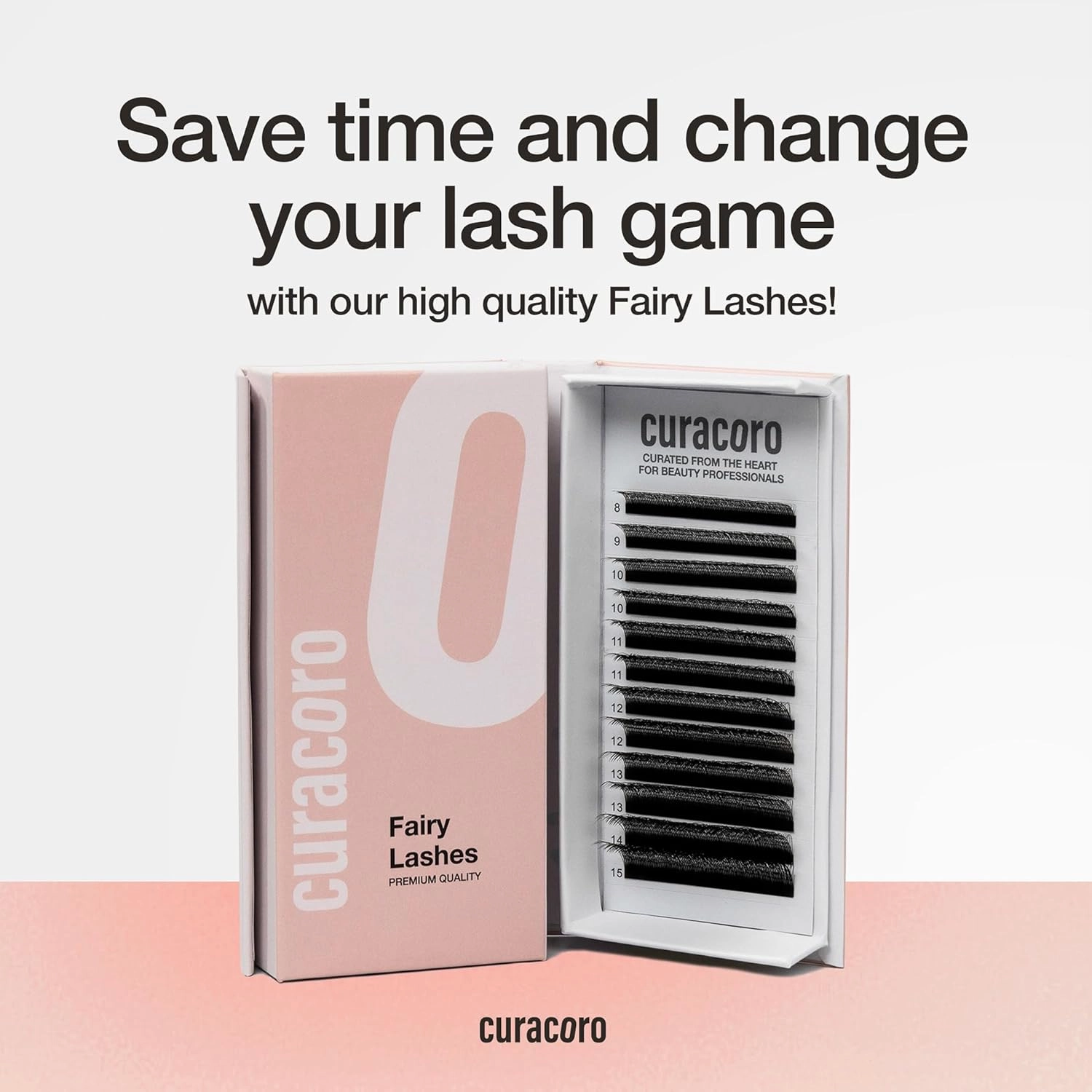 Curacoro Fairy Volume Lash Extensions 3D - 0.07mm Thickness | C CC D Curl | 8-15mm Length Mixed Tray | Premium Matte Black Individual Eyelashes Tray, Professional Supplies Use (C, 14mm)