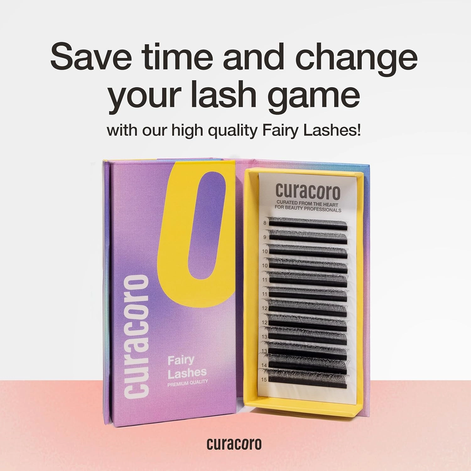 Curacoro Fairy Volume Lash Extensions 3D - 0.07mm Thickness | C CC D Curl | 8-15mm Length Mixed Tray | Premium Matte Black Individual Eyelashes Tray, Professional Supplies Use (CC, 13mm)