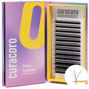 Curacoro Fairy Volume Lash Extensions 3D - 0.07mm Thickness | C CC D Curl | 8-15mm Length Mixed Tray | Premium Matte Black Individual Eyelashes Tray, Professional Supplies Use (CC, 13mm)