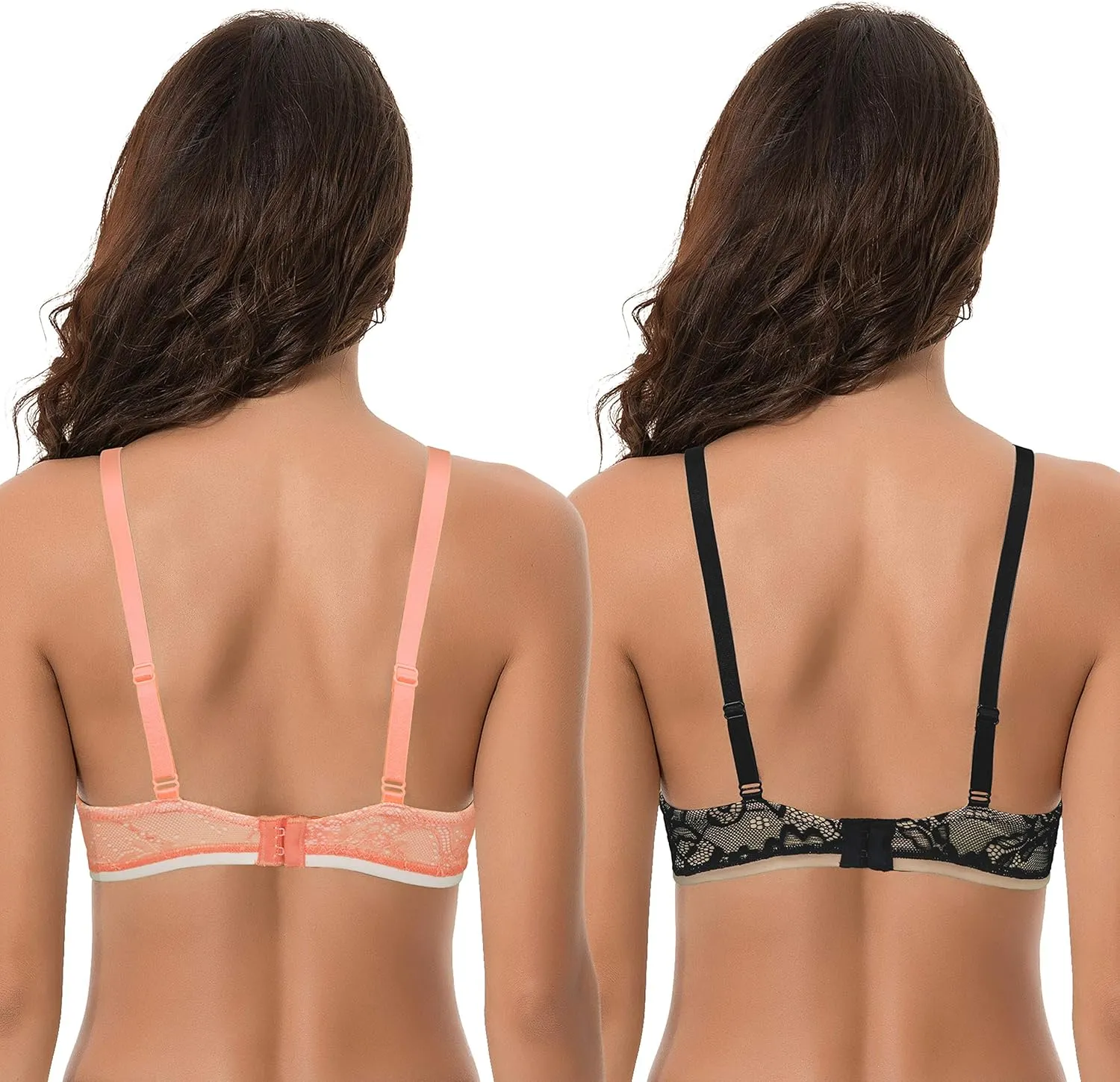 Curve Muse Women's Plus Size Perfect Shape Add 1 Cup Push Up Underwire Lace Bras