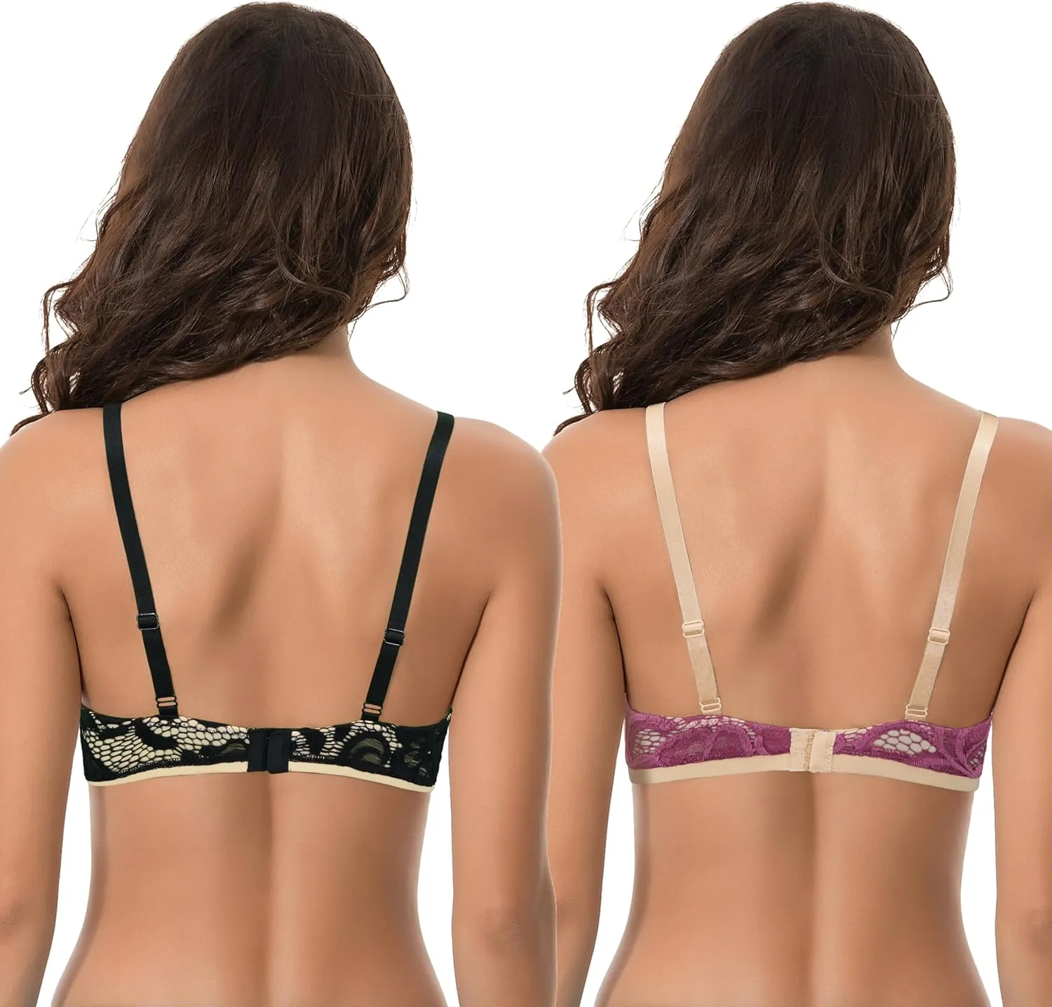 Curve Muse Women's Plus Size Perfect Shape Add 1 Cup Push Up Underwire Lace Bras