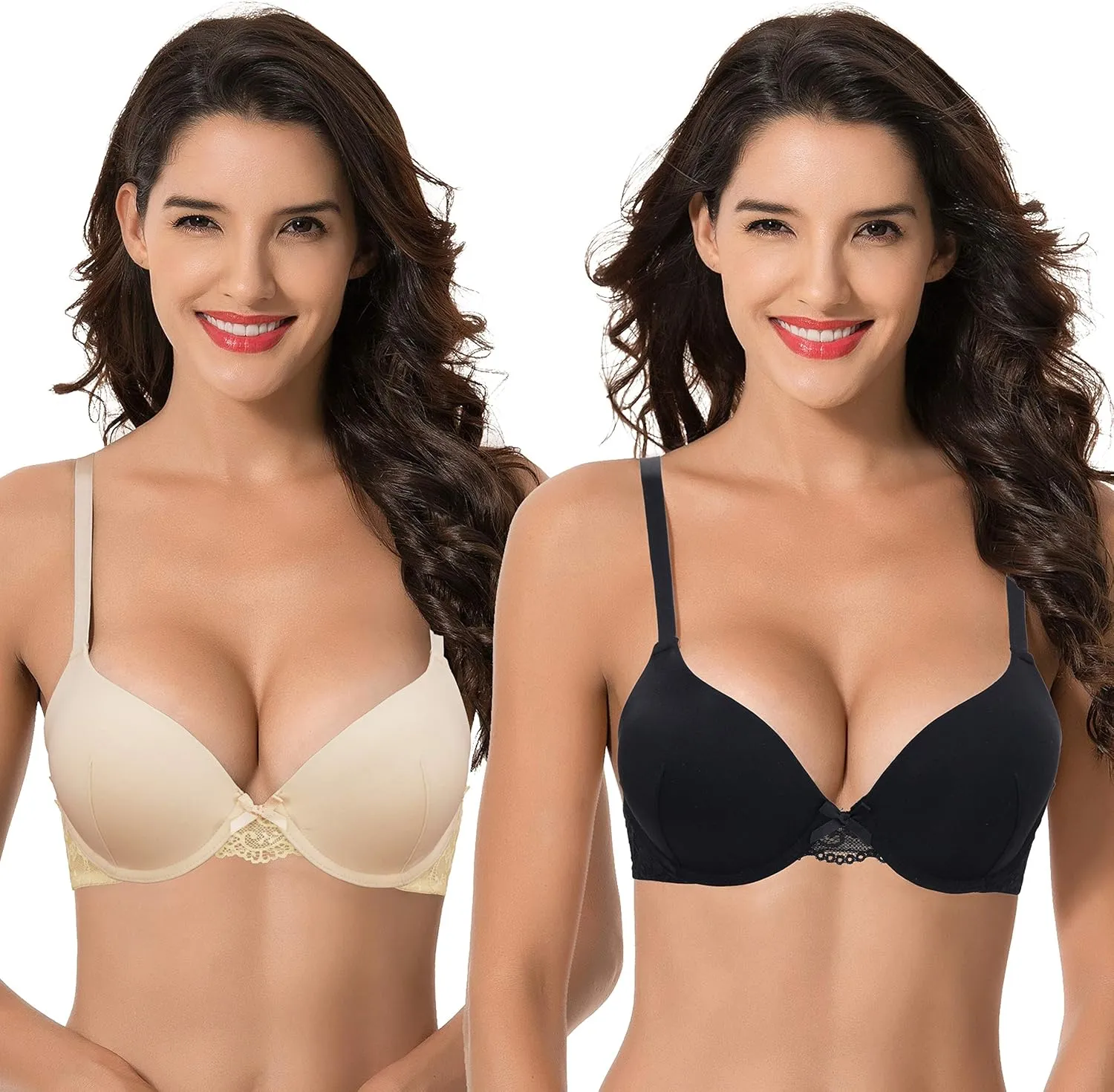 Curve Muse Womens Plus Size Perfect Shape Add 1 Cup Push Up Underwire Tshirt Bra