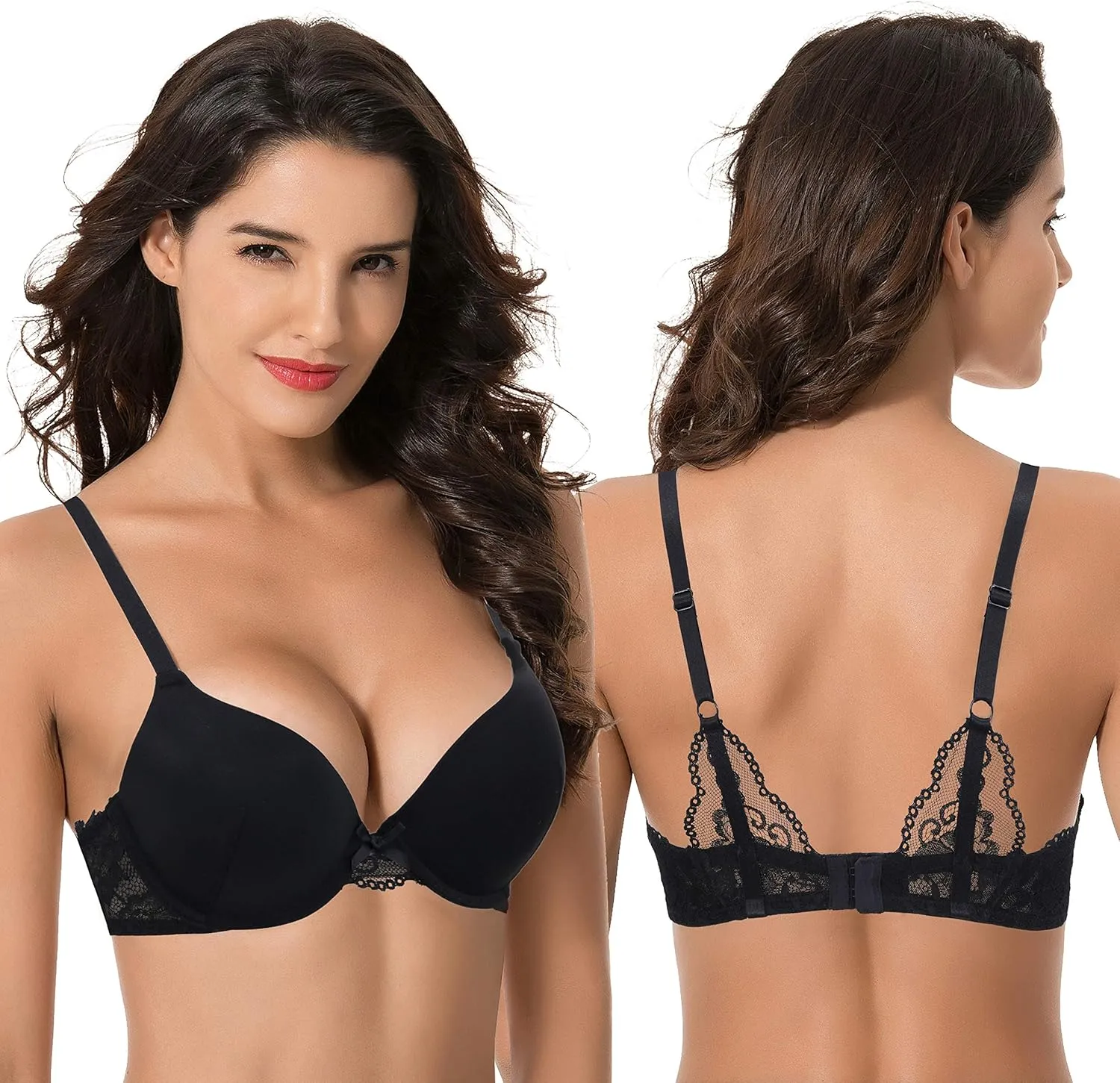 Curve Muse Womens Plus Size Perfect Shape Add 1 Cup Push Up Underwire Tshirt Bra