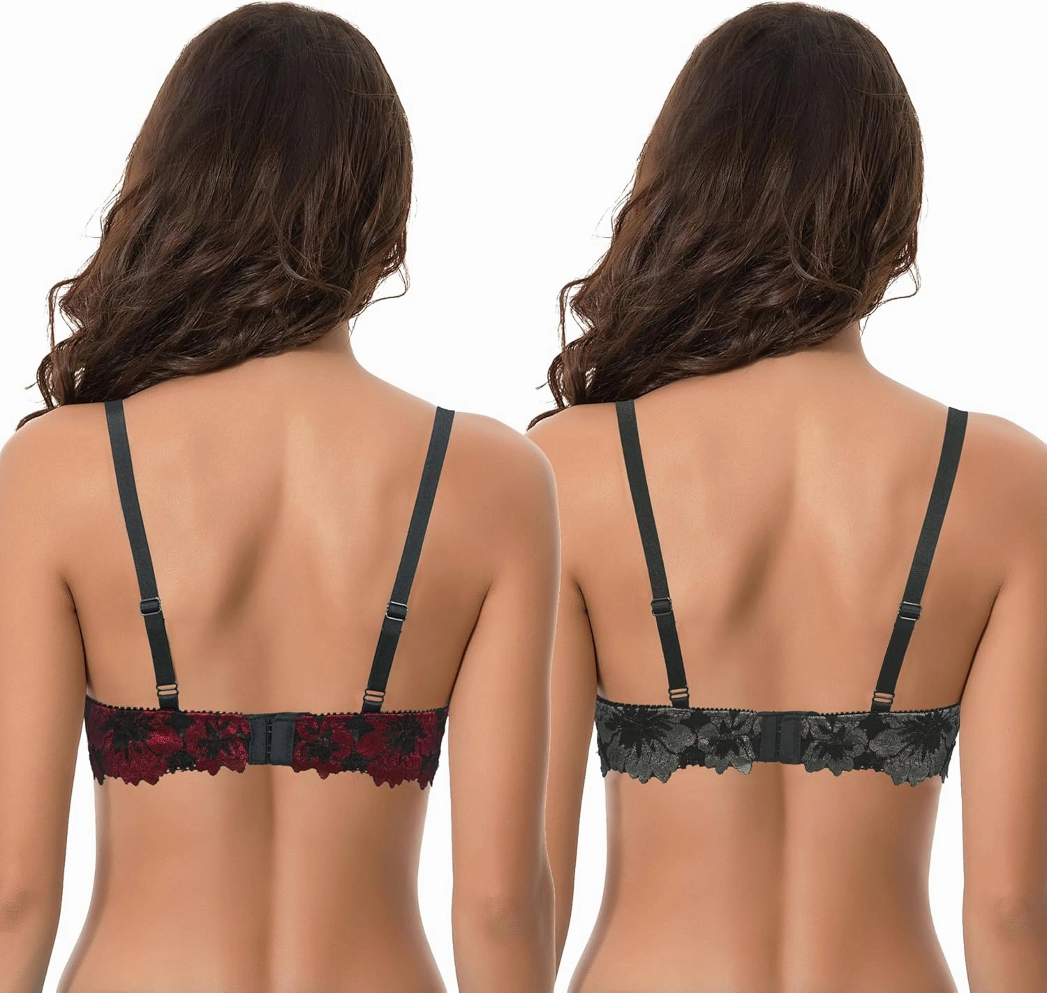 Curve Muse Women's Plus Size Push Up Add 1 Cup Underwire Perfect Shape Lace Bras