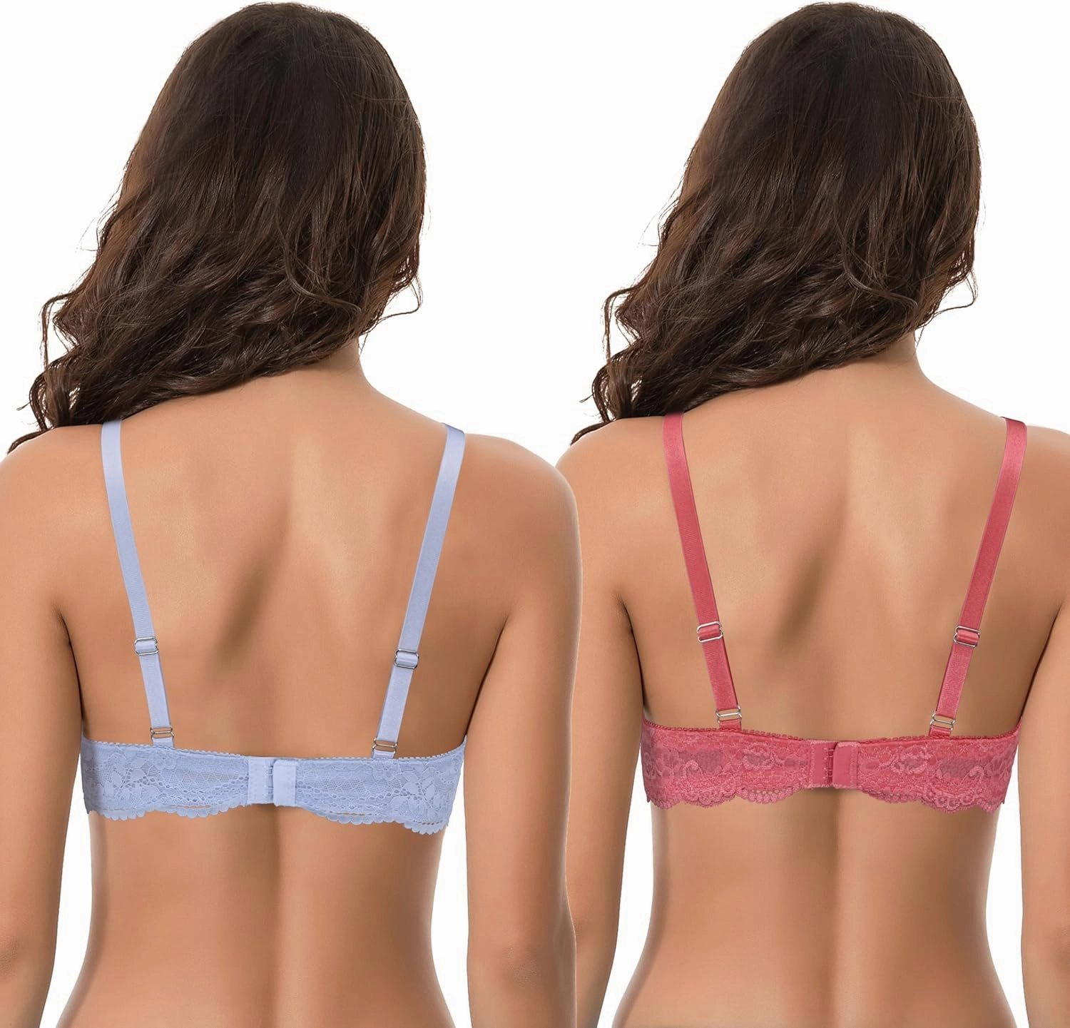 Curve Muse Women's Plus Size Push Up Add 1 Cup Underwire Perfect Shape Lace Bras