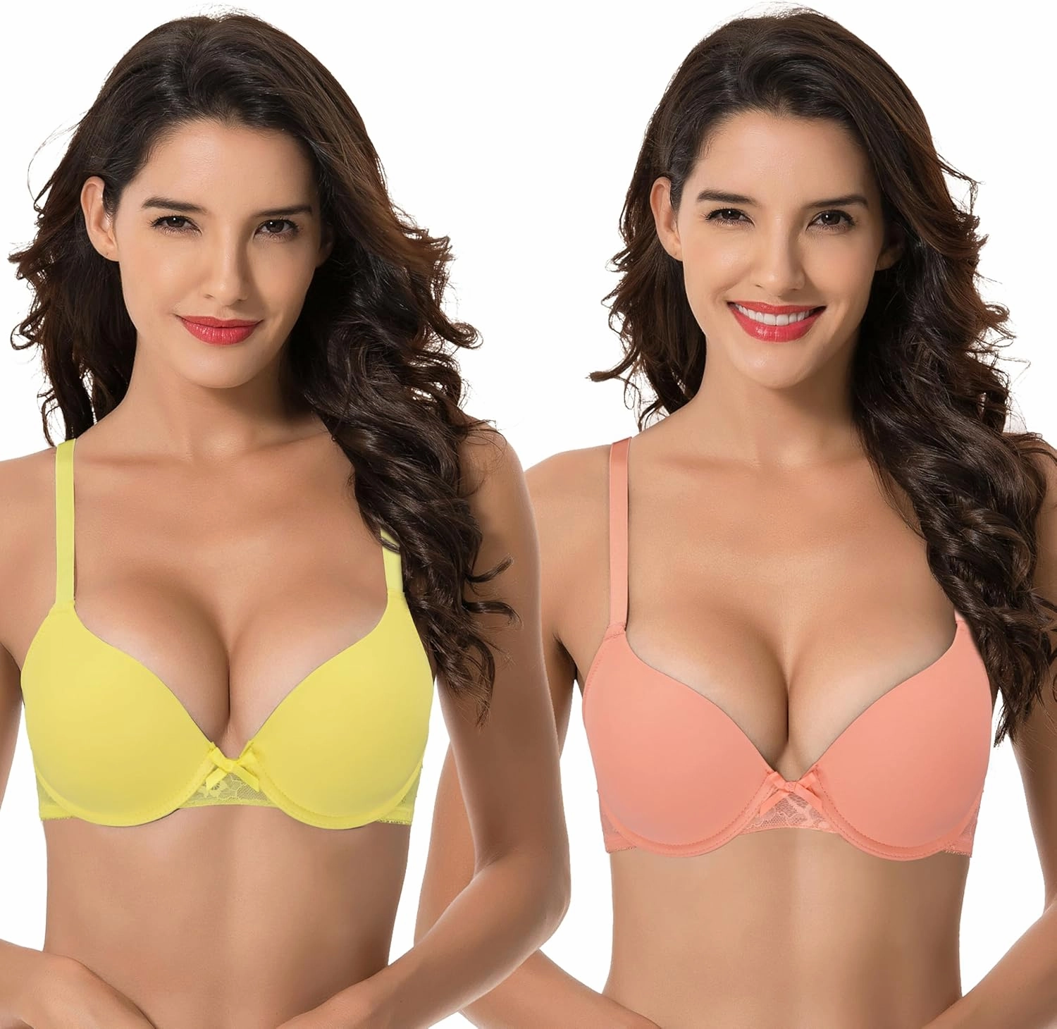 Curve Muse Womens Plus Size Perfect Shape Add 1 Cup Push Up Underwire Tshirt Bra