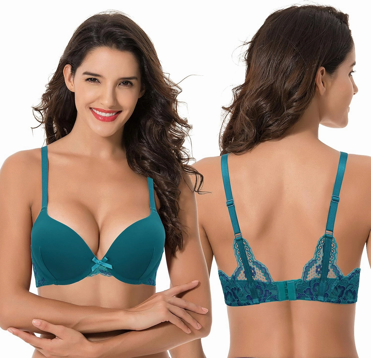 Curve Muse Womens Plus Size Perfect Shape Add 1 Cup Push Up Underwire Tshirt Bra