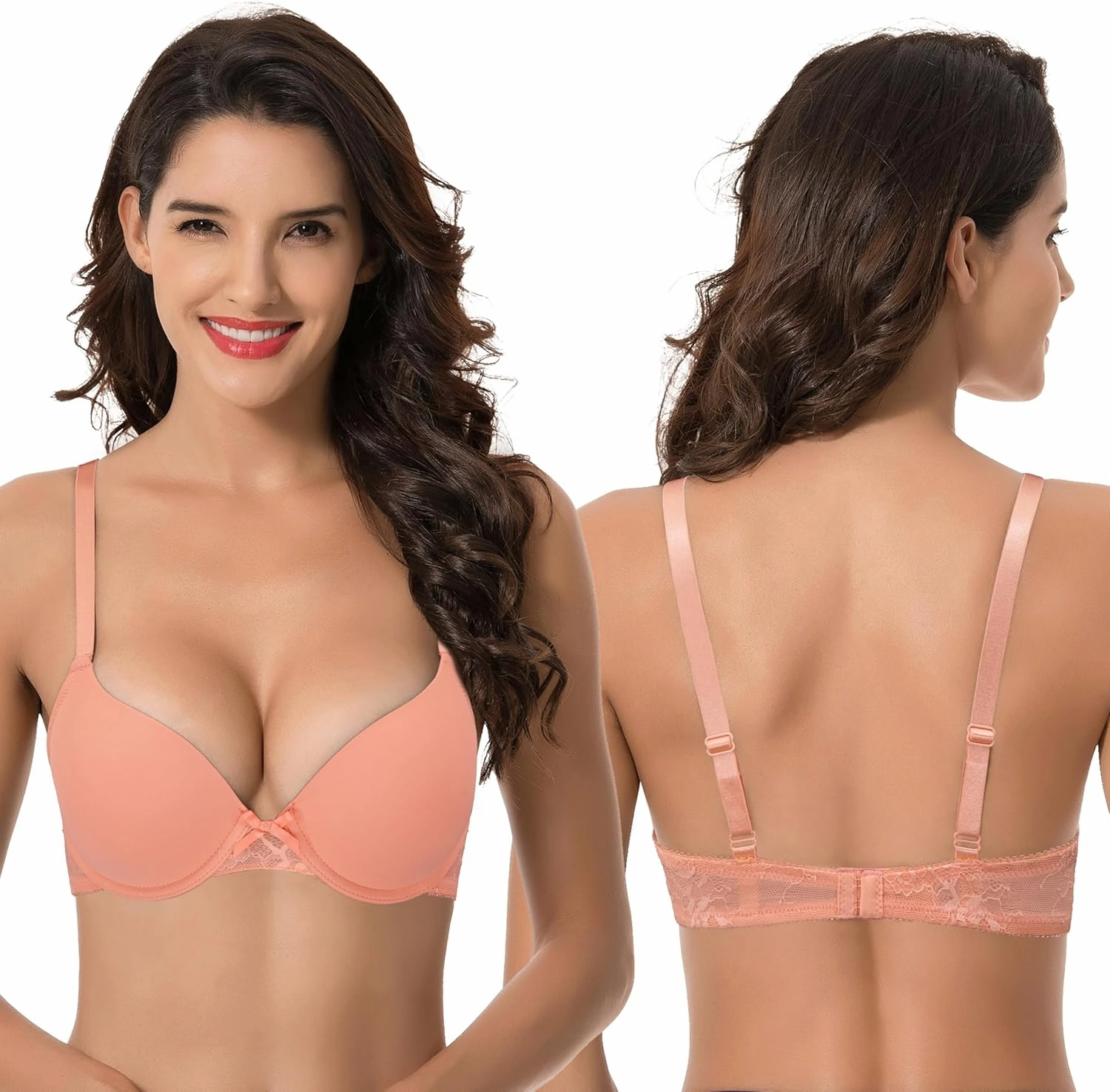 Curve Muse Womens Plus Size Perfect Shape Add 1 Cup Push Up Underwire Tshirt Bra