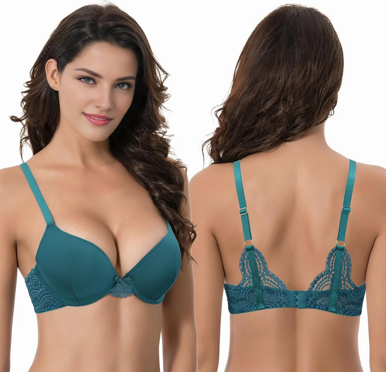 Curve Muse Womens Plus Size Perfect Shape Add 1 Cup Push Up Underwire Tshirt Bra