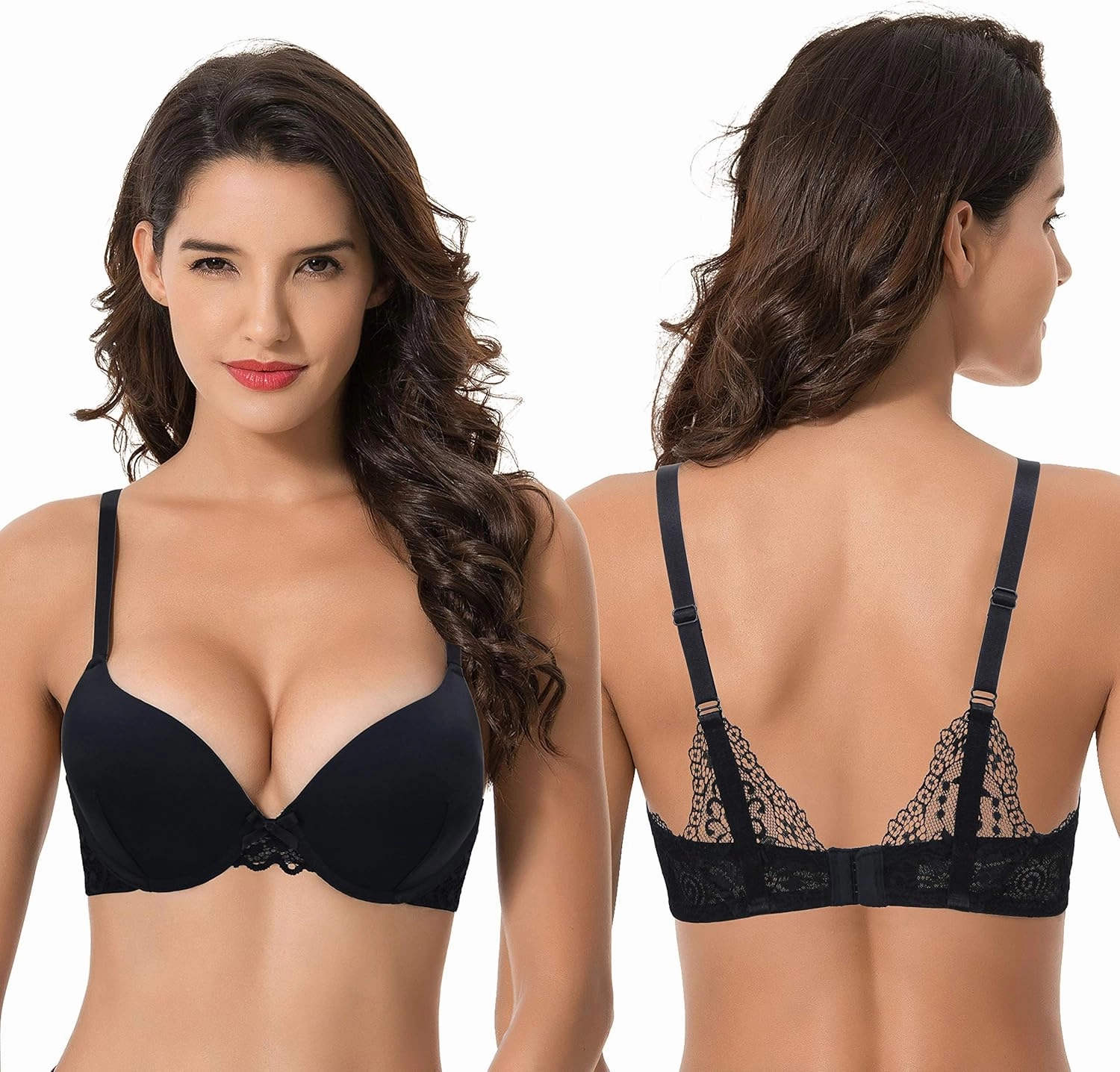 Curve Muse Womens Plus Size Perfect Shape Add 1 Cup Push Up Underwire Tshirt Bra