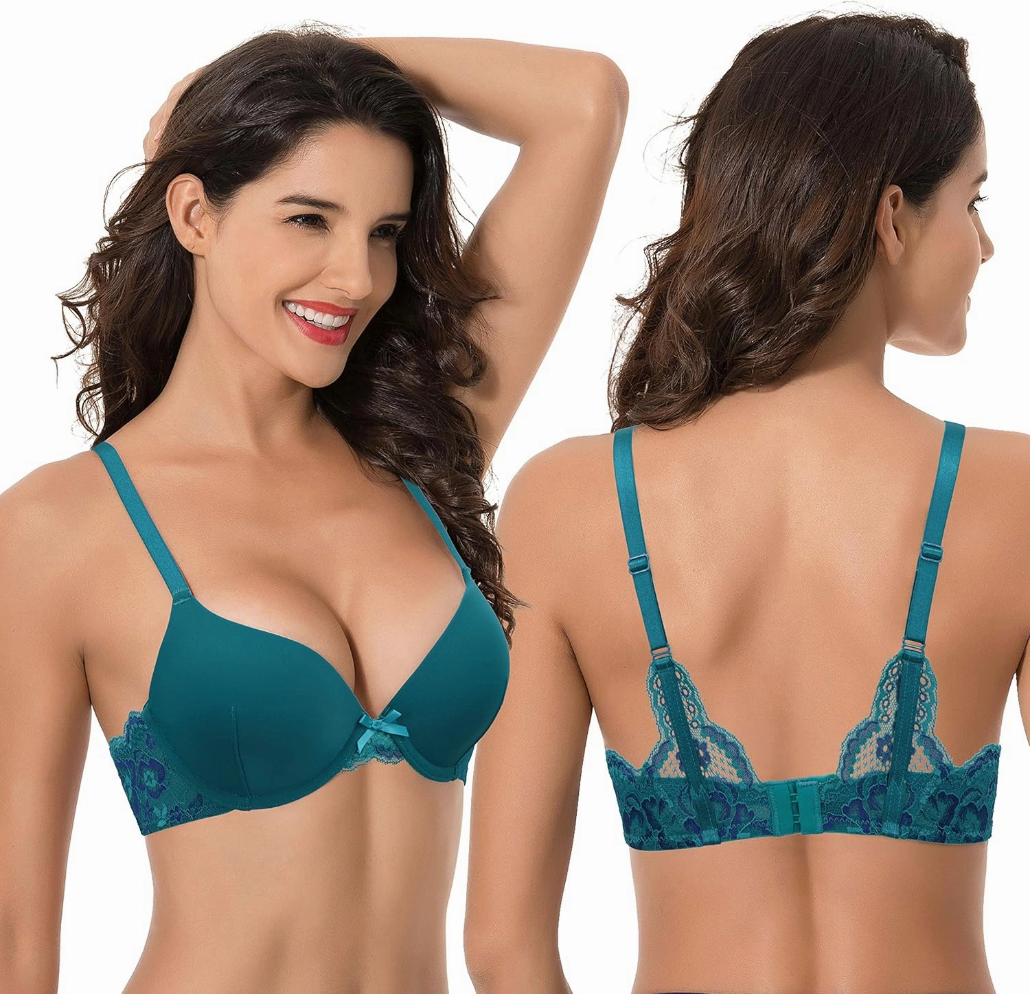 Curve Muse Womens Plus Size Perfect Shape Add 1 Cup Push Up Underwire Tshirt Bra