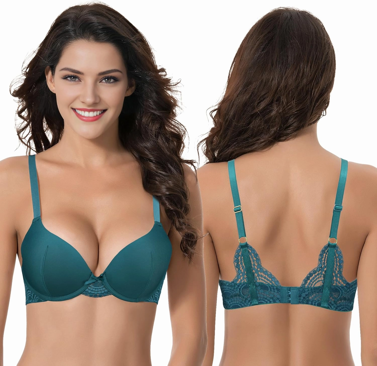 Curve Muse Womens Plus Size Perfect Shape Add 1 Cup Push Up Underwire Tshirt Bra