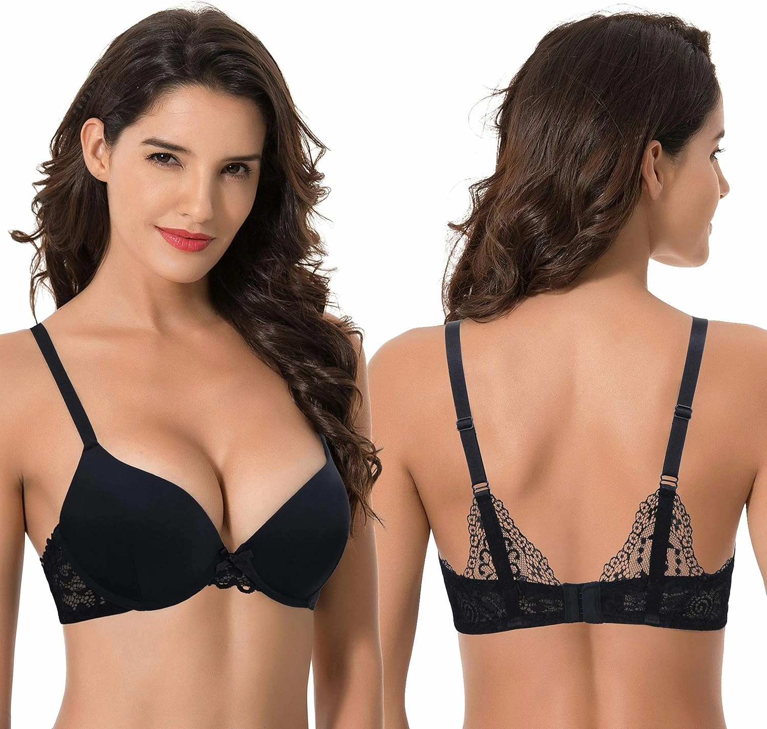 Curve Muse Womens Plus Size Perfect Shape Add 1 Cup Push Up Underwire Tshirt Bra