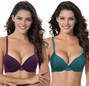 Curve Muse Womens Plus Size Perfect Shape Add 1 Cup Push Up Underwire Tshirt Bra