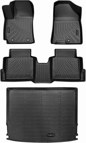 Custom Fit All Weather Car Floor Mats for Hyundai Kona 2025 2024 - Heavy Duty TPE Floor Liners & Cargo Mat Full Set | Non-Slip Black Interior Car Accessories for Hyundai Kona Floor Liners