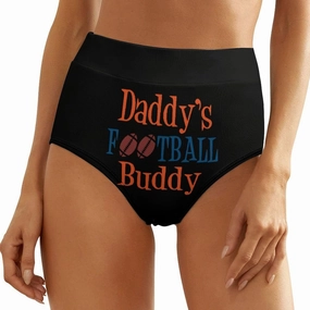 Daddy's Football Buddy High Waisted Underwear for Women Stretch Panty Full Coverage Briefs Ladies Panties 1PC