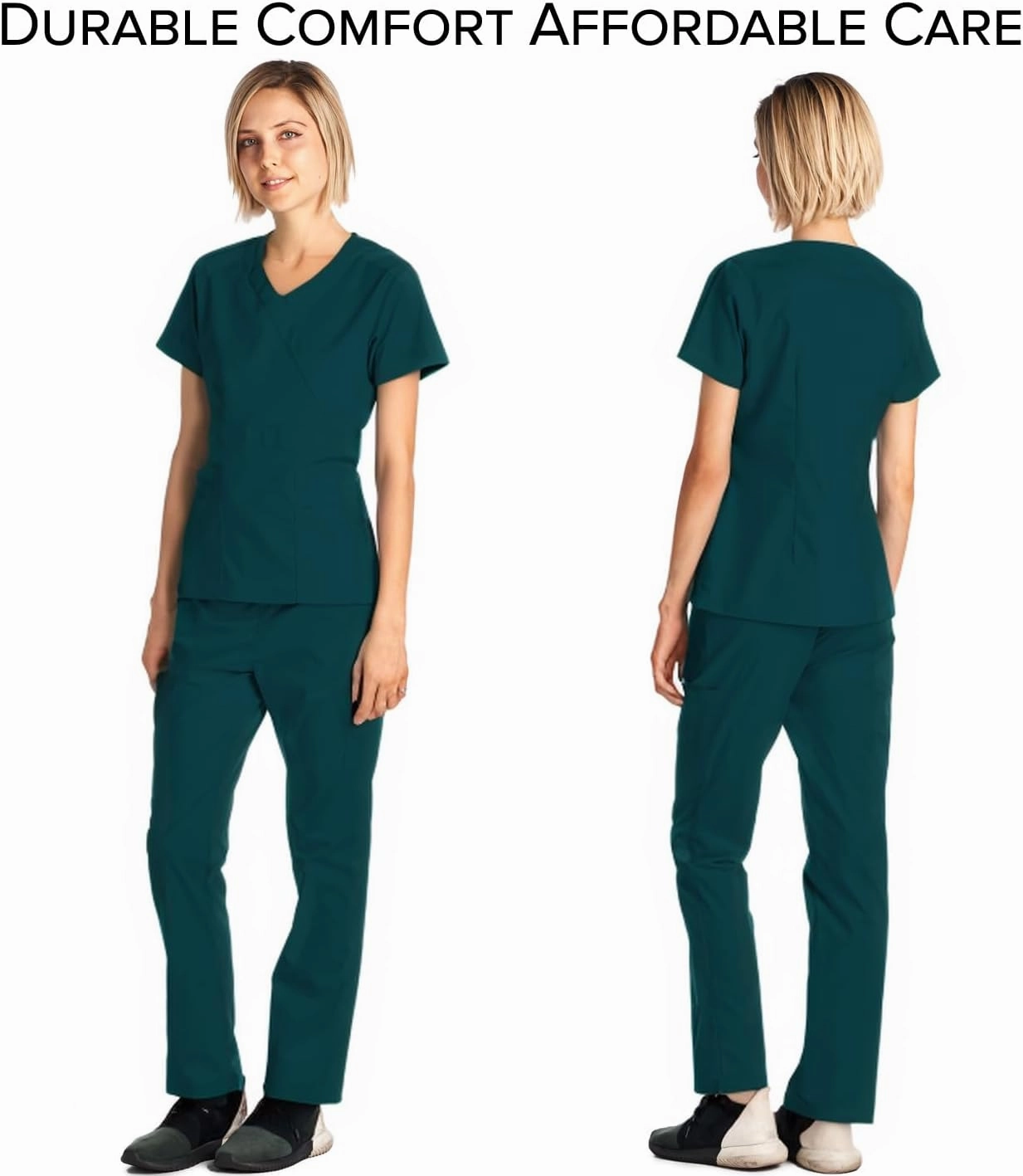 Dagacci Medical Uniform Women's Scrub Set Stretch and Soft Y-Neck Top and Pants