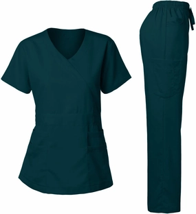 Dagacci Medical Uniform Women's Scrub Set Stretch and Soft Y-Neck Top and Pants
