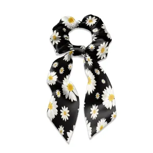 Daisy Hair Scrunchies for Women Satin Hair Tie with Bows Elastic Hair Ribbon Set of 2 Bow Hair Ties for Party Cosplay Diy Hair Scarf Casual Silk Hair Ties Hair Accessories