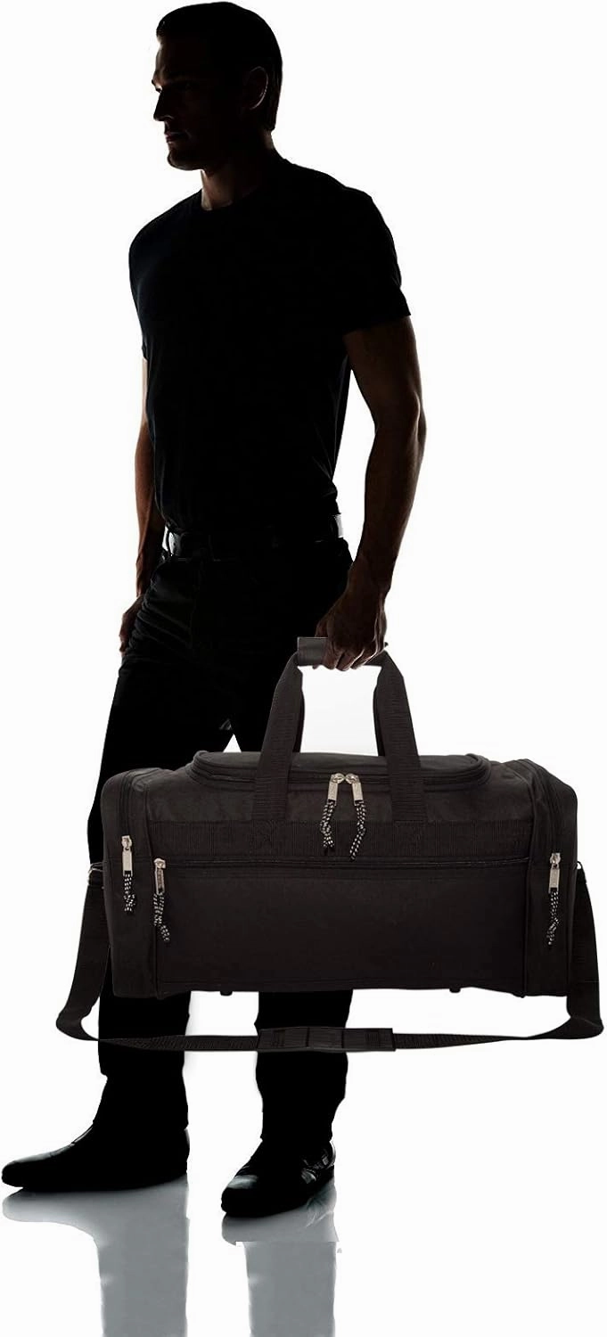 DALIX 21" Blank Sports Duffle Bag Gym Bag Travel Duffel Adjustable Strap in Black